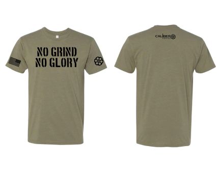 Caliber Coffee No Grind No Glory T-shirt, Green Medium