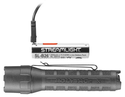 Streamlight PolyTac X USB Tactical Flashlight w/ SL-B26 Battery , Black - 88610