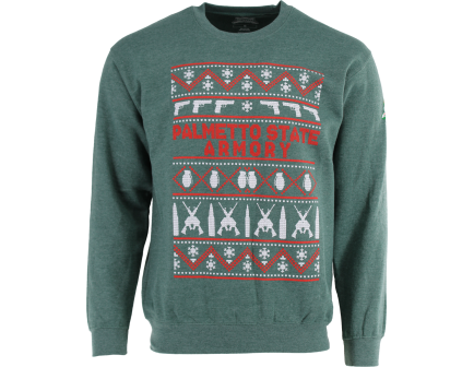 PSA Ugly Sweater Fleece Crewneck With Logo, Dark Heather Green