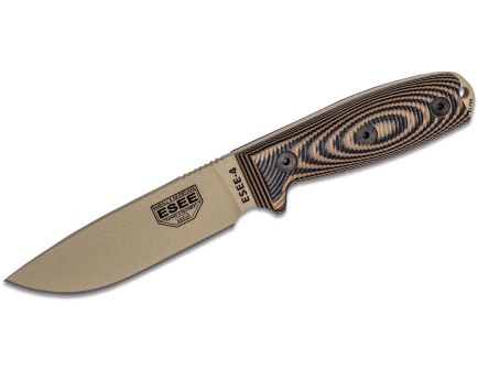 Esee Knives ESEE-4 desert tan blade, coyote/black G-10 3D handle, black sheath