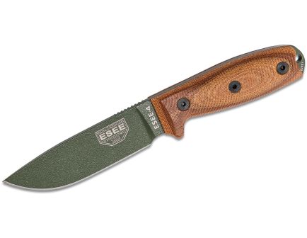 Esee Knives ESEE-4 OD green blade, natural canvas micarta 3D handle, black sheath
