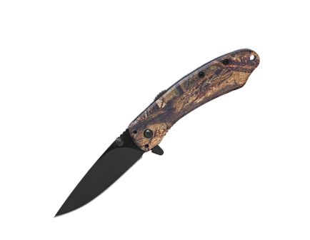 American Buffalo Knife & Tool AB Elite Ember Assisted/Folding Knife Drop Point, Mossy Oak DNA