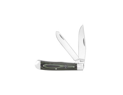 American Buffalo Knife & Tool Cattleman Trapper Cowhand Folding Knife Clip Point/Spey, Black/Green