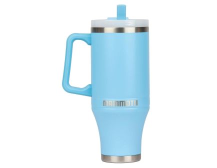 Mammoth Ascent Tumbler w/Handle and Straw, 40 oz Light Blue Glow