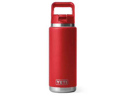YETI Rambler 26 oz Bottle with Straw Cap, Rescue Red