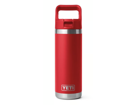 YETI Rambler 18 oz Bottle with Straw Cap, Rescue Red