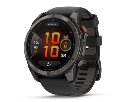 fenix 8 Pro – 51 mm, AMOLED, Sapphire, Carbon Gray DLC Titanium with Black/Gray Silicone Band