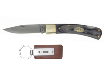 Old Timer Lockback Folder Knife w/ Keychain Combo - 1259489