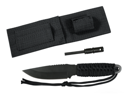 Rothco Paracord Knife With Fire Starter - Black