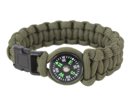 Rothco Paracord Compass Bracelet - Olive Drab, 9 In