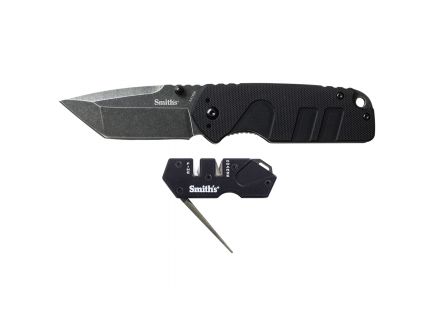 Smith's Campaign Knife and Sharpener Combo, Black - 50997