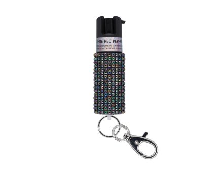Sabre Pepper Spray w/Jeweled Design and Snap-Clip, 0.54 oz Black