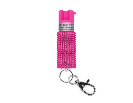 Sabre Pepper Spray w/Jeweled Design and Snap-Clip, 0.54 oz Pink