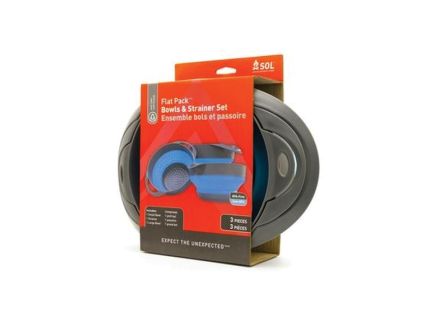 SOL Longer Flat Pack Bowls and Strainer Set, Blue