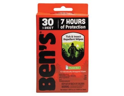 Ben's Tick and Insect Repellent Wipes, Pack of 12
