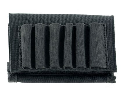 Uncle Mike's 6 Round Buttstock Rifle Shell Holder With Flap, Black Nylon