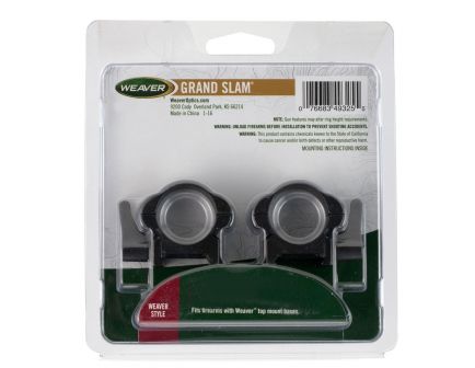 Weaver Lever-Lok 30mm High Steel Top Mount Quick Detach Scope Ring, Matte Black - 49335